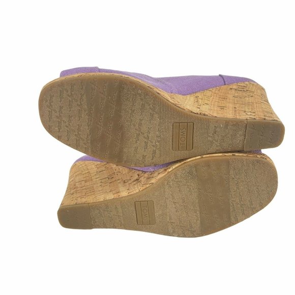 Toms Women's Calypso Peep Toe Cork Wedge Purple - Picture 6 of 8